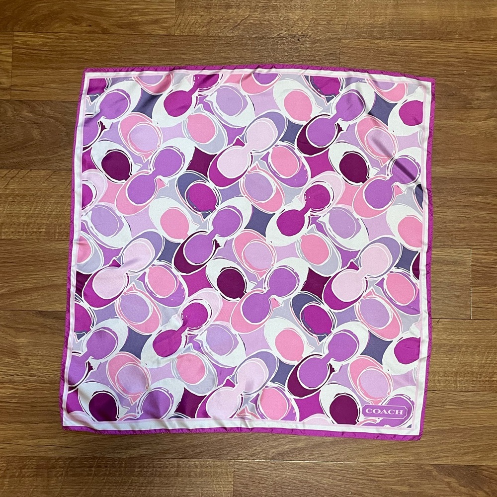 Coach Pink and Purple Logo Scarf